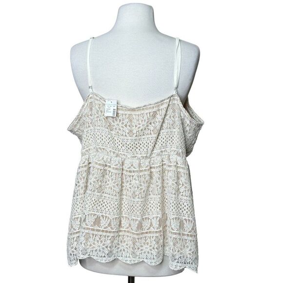 Maurices Lace Tank  Plus Size 1 Cream and Tan New With Tag - Picture 3 of 8
